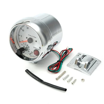

7 Colors LED Backlight Tachometer Gauge White 0~8000RPM Works on 4 6 8 Cylinder Engines Universal Fits 12V Petrol Vehicle