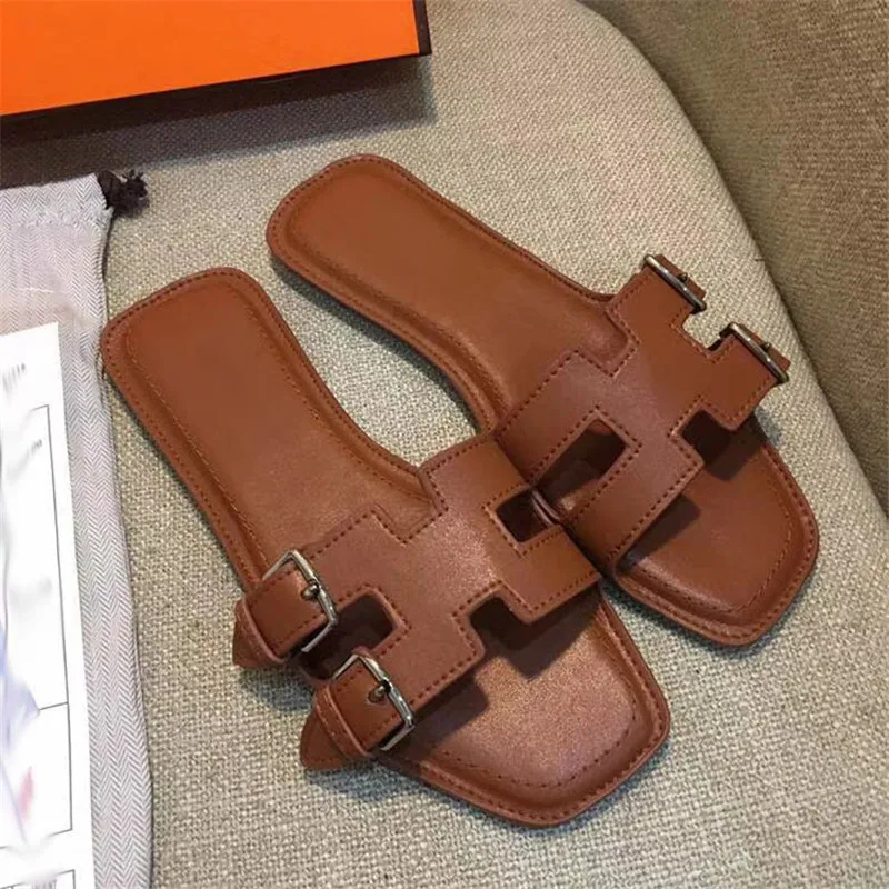

Brands design Multicolor Flat Heel Sandals Word Cool Slippers Casual Shoes Streetwear Ladies Flat Slippers