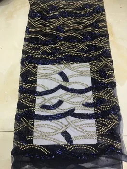 

French net fabric Top Quality African embroidered Tulle Lace Fabric with sequins for party