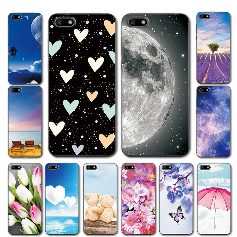 

For Huawei Honor 7A DUA-L22 5.45'' Phone Case Cover Moon Style Back Covers Honor7A 5.45 Love Heart Case For Honor 7 A Bags