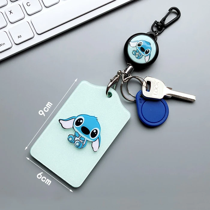 Cute Telescopic Keychain Acrylic Card Holder ID Badge Student Nurse Credit ID Badge Holder Retractable Credential Holder Cartoon