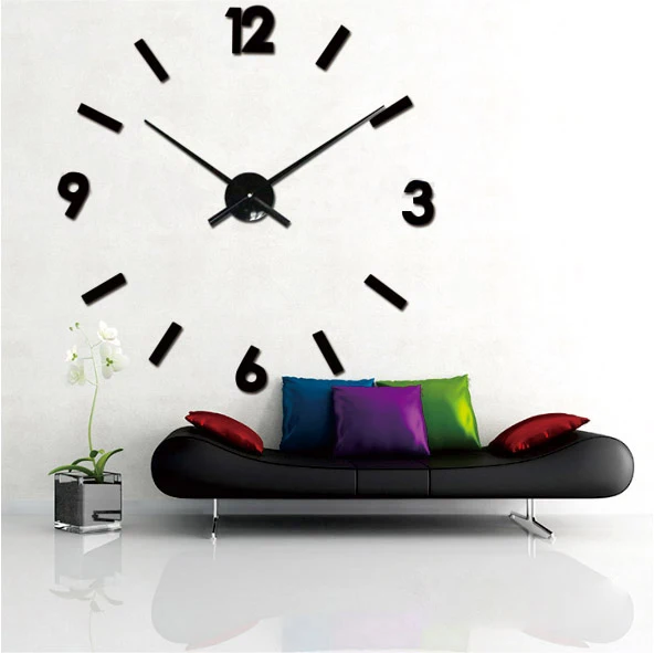 Wedding Decoration 3D Wall Sticker Clock DIY Large Clock Hands Red Color Metal Wall Clock Quartz Mechanism