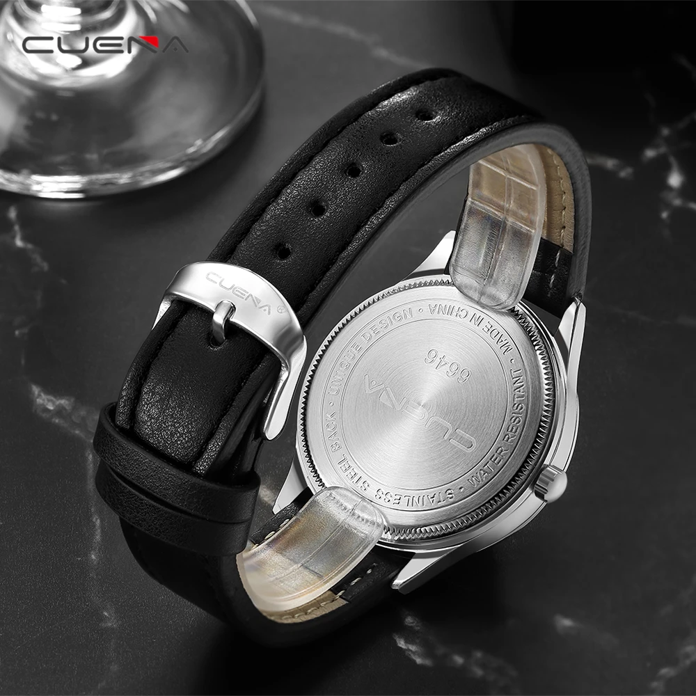 CUENA Men's Watches are Fashionable Top Brand Luxury Male Clock Quartz Watch Men Waterproof Leather Strap Silver Wristwatch 2018 CUENA Men's Watches are Fashionable Top Brand Luxury Male Clock Quartz Watch Men Waterproof Leather Strap Silver Wristwatch 2018
