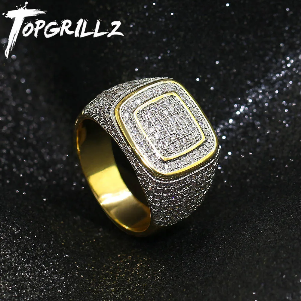 TOPGRILLZ кольца AAA сверкающие CZ квадратные кубические циркониевые с шкатулкой для