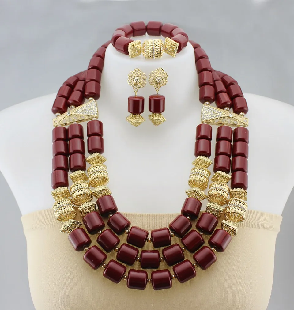 Высококачественные этнические нигерийские африканские камни декоративные камни для женщин Свадебные украшения на шею 4 цвета доступны OT998 - Цвет: OT998-1