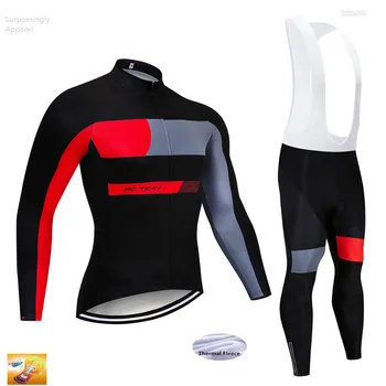 

Racing Team Cycling Jersey Long Sleeve Cycling Set Winter Thermal Fleece Maillot Ropa Ciclismo Bicycle Cycling Clothing 16D Gel