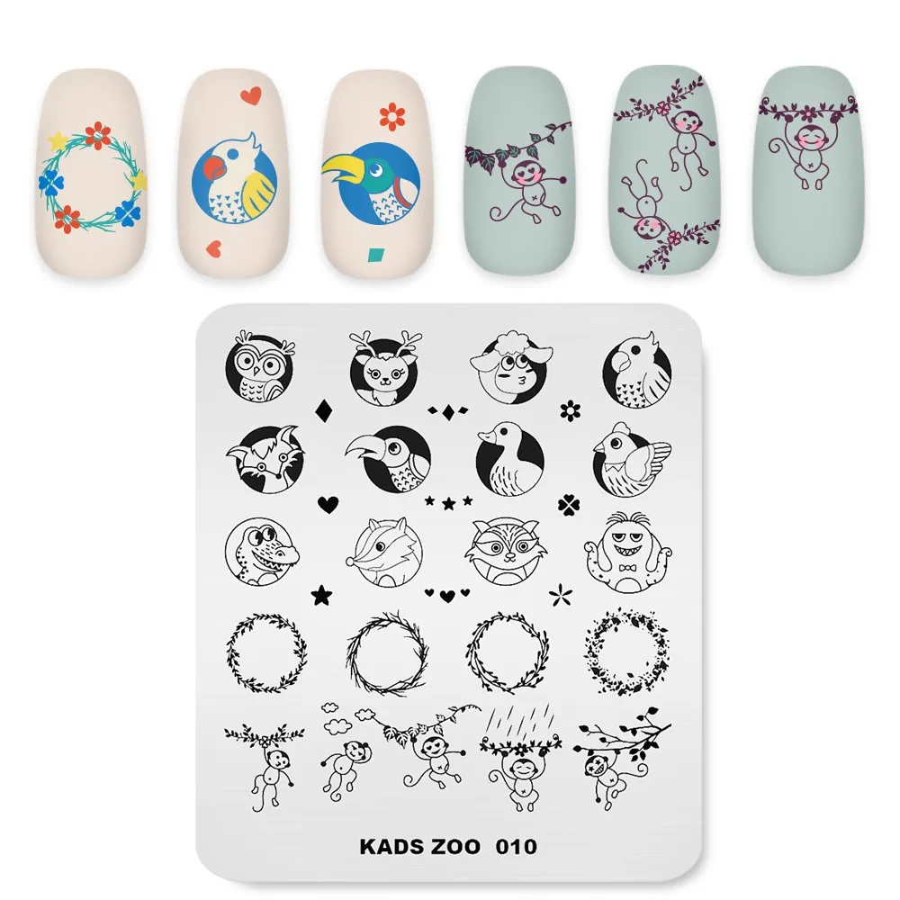 15 видов конструкций пластины для штамповки ногтей штамповки шаблоны модные китайские летние - Цвет: Zoo 010