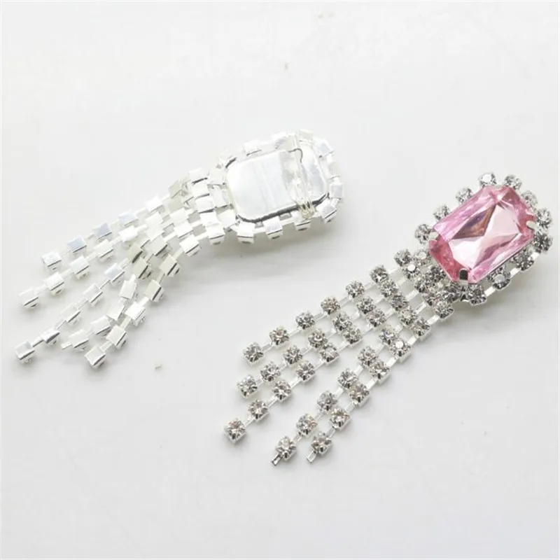 

10Pcs Free Shipping 7cm Length 3Colors Flatback Square Metal Rhinestone Button For Hair Ribbon bow decorative accessories BB0018