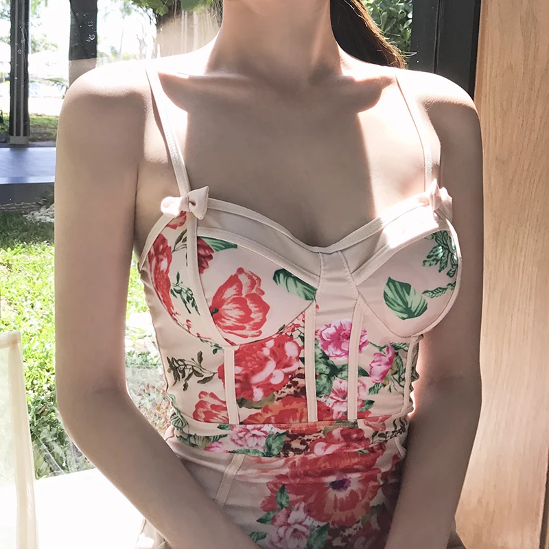 Women Print Halter Bikini Sets One-piece Swimsuits 2019 Girl Cute Beach Bathing Suits | Спорт и развлечения
