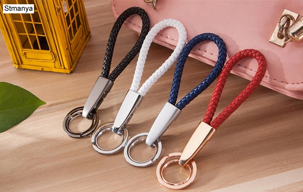 Women New Leather Top Key chain Men Hot High Quality Metal Car key Ring