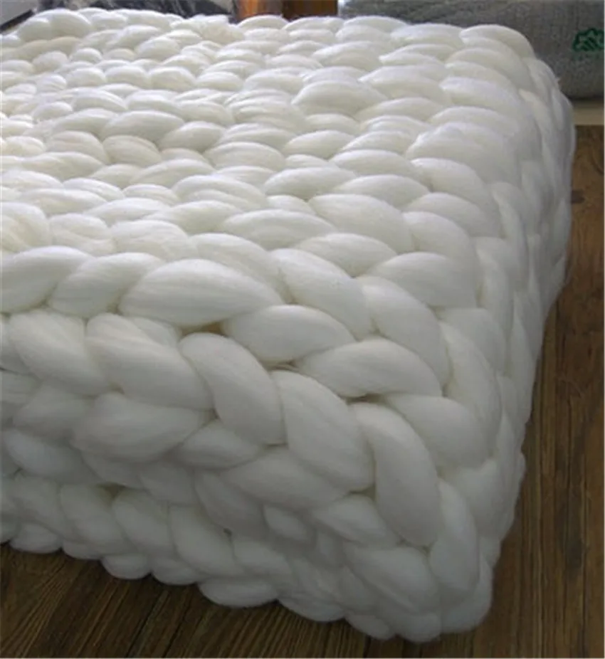 Большое мягкое одеяло крупной ручной вязки Пледы для зимней кровати дивана самолета толстой пряжи вязания пледы дивана одеяло s