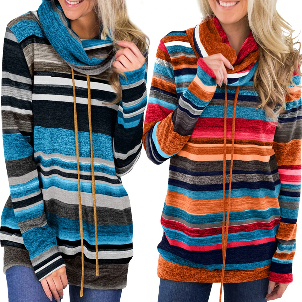 Sweatshirts Women Long Sleeve Hoodie Pullovers Basic Hoodies Colorful Striped Winter Sweatshirt Ladies Hoodie Rainbow Streatwear Sweatshirts Women Long Sleeve Hoodie Pullovers Basic Hoodies Colorful Striped Winter Sweatshirt Ladies Hoodie Rainbow Streatwear
