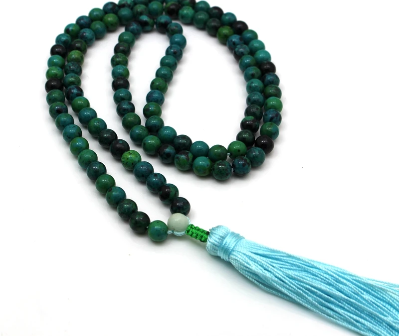 Natural 6mm, 8mm Stone Buddhist 108 Prayer Beads Mala Bracelet Necklace