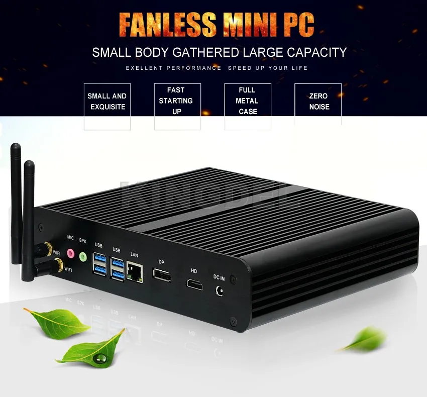 Nuc безвентиляторный HTPC неттоп Мини ПК Intel Core i7 8550U/7560U i5 8250U/7260U 2* DDR4 M.2+ Msata+ 2,5 ''SATA 4K компьютер HDMI DP VGA