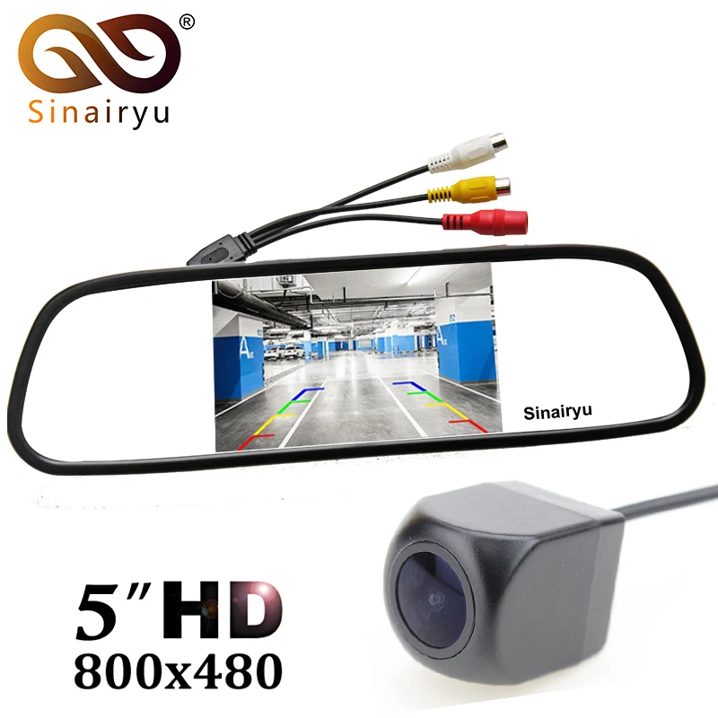 

Sinairyu 170 Degree Fisheye Lens Car Rear View Camera with 5" Digital Color TFT Mirror Monitor, Reversing Backup Parking Camera