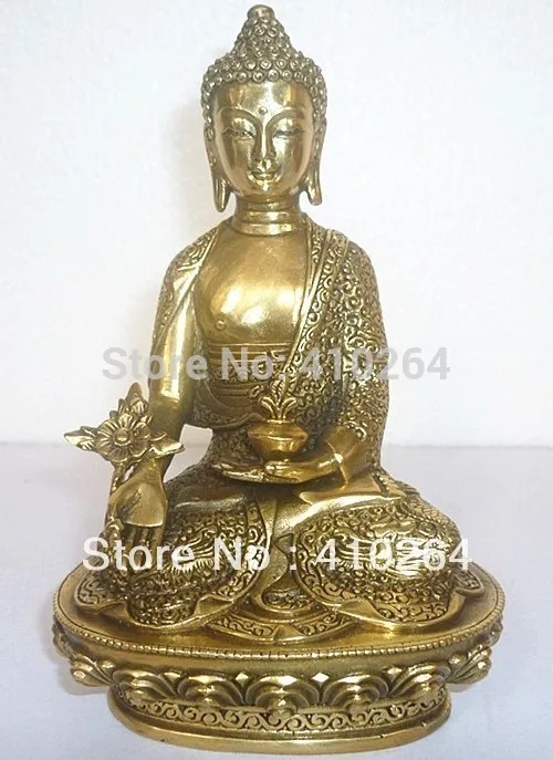 

old craft 21cm Tibet Tibetan Buddhism Bronze Medicine Buddha Statue (A0314)