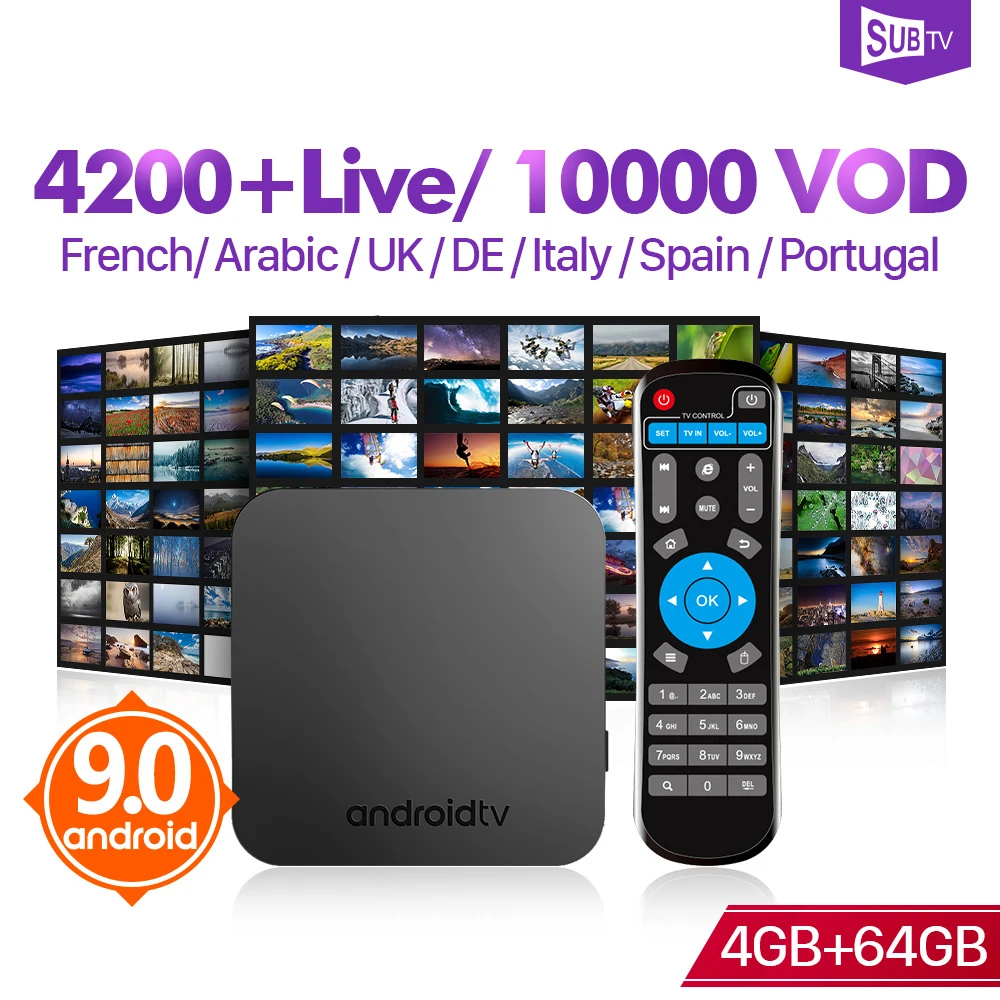 

KM9 IPTV France Spain SUBTV Code 1 Year Android 9.0 Tv Box S905X2 4GB 64GB French IPTV Turkish Portugal IPTV Italia Arabic IP TV