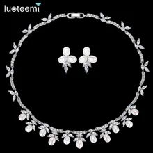 Luoteemi серебро Цвет пресноводный жемчуг Воротник Колье Цепочки и ожерелья Наборы свадебных ювелирных изделий Интимные Аксессуары Невидимый Установка CZ для Валентин