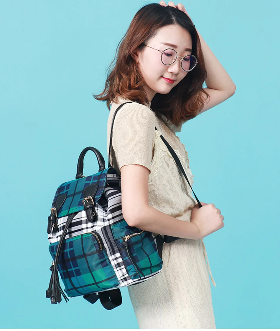 2018 small women Canvas Packpack Chassic Panelled Plaid School Bag for Teenager Girls Variety Shoulder Purse Bagpack Rucksack (11)
