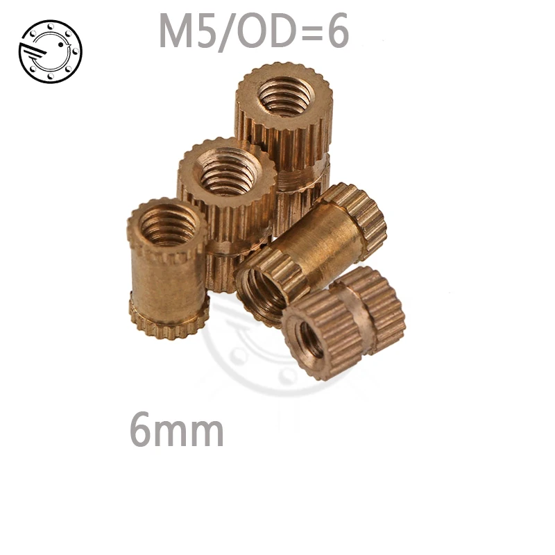 100pcs M5*6*6 Injection Nut Copper Insert Knurled Nuts Knurling Tool