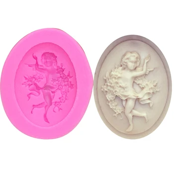 

M1083 MIni Baby Angel Flowers silicone mold fondant mold boy cake decorating tools chocolate gumpaste mold