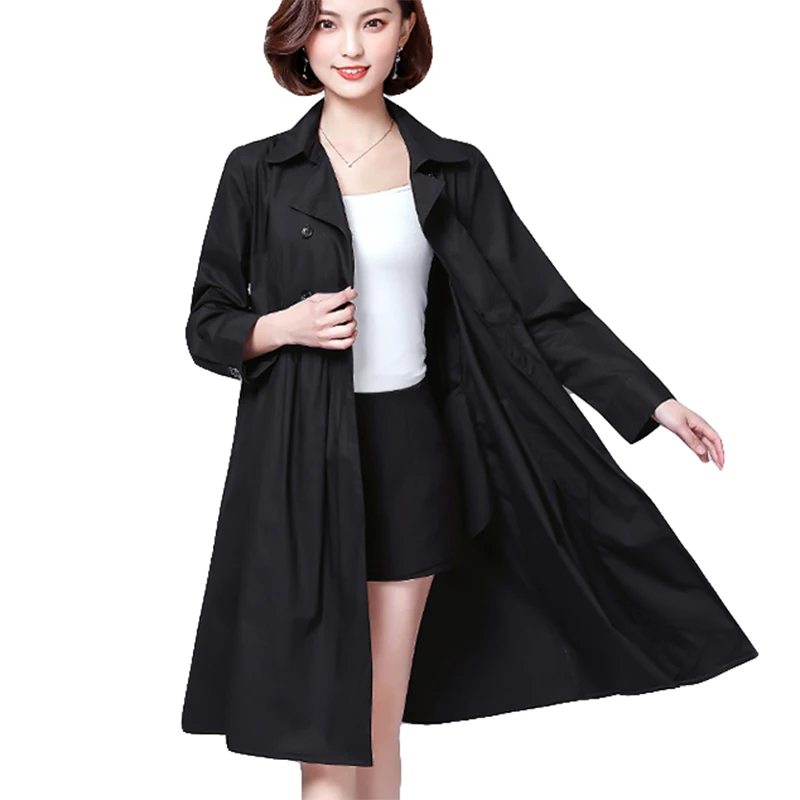 Women Trench Coat For Office Lady New Fashion Loose Double Breasted