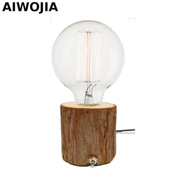 Creative Retro E27 Solid Wood Table Lamp Diy Wooden Base Luminaria Creative Retro E27 Solid Wood Table Lamp Diy Wooden Base Luminaria De Mesa Led Desk