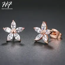 Женские серьги-гвоздики с цветком от солнца, розовое золото, 5 шт., огранка маркиза, многоцветный Циркон, модные ювелирные изделия, рождественский подарок E062 E007 E008