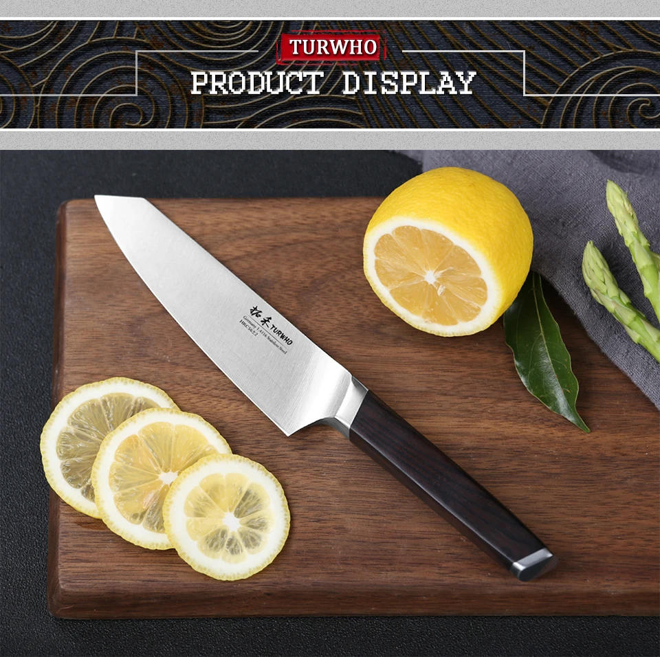 TURHWO 5'' Utility Knife Kitchen Knives DIN 1.4116 Steel Newarrive Super Sharp Steel Paring Knife Ebony Handle