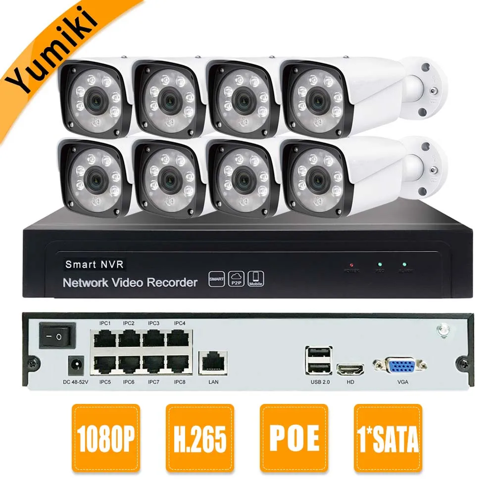 

8CH H.265 1080P POE Camera NVR Kit CCTV System IP Camera Outdoor Video Security Surveillance Set Outdoor Waterproof P2P AEEYE2.0