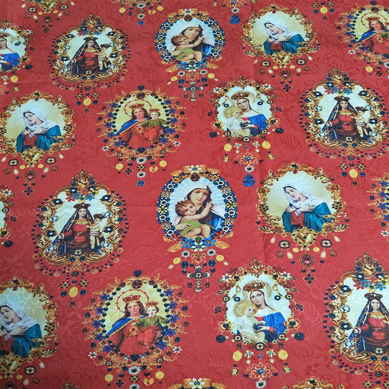 

Fashion Week Runway Baroque Characters Figures Dark Red Jacquard Fabric for Woman Autumn Winter Dress Coat Pant Sewing DIY-AF380