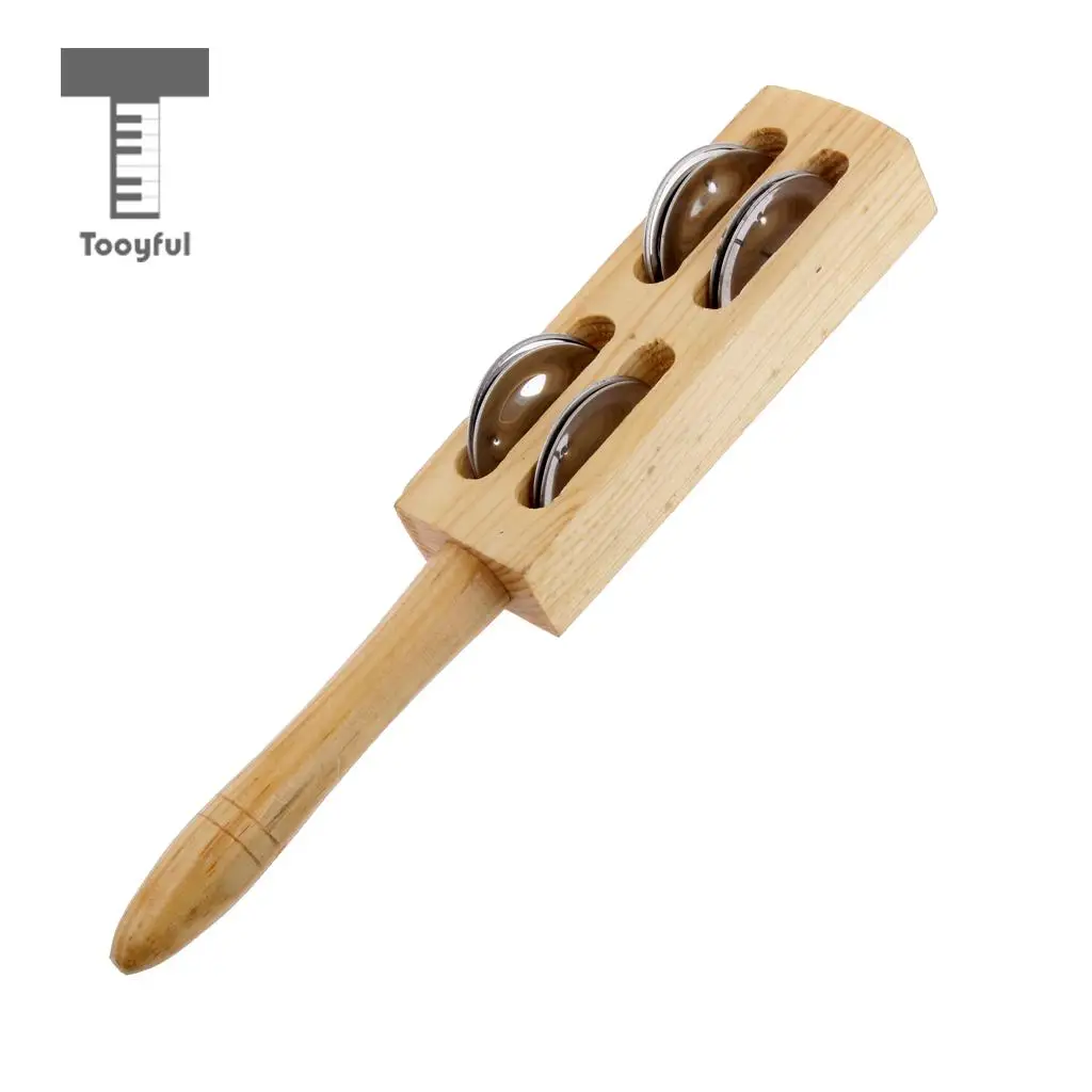 Tooyful 1 Set Handbell Cymbal + Tambourine Hand Percussion Musical Instrument Toys for Kids Baby Toddler Rattle Toys Gift	