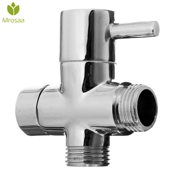 

Mrosaa Brass 1/2" Bathroom Shower Faucet T Connector Ceramic Cartridge 3 Way Plating Diverter Toilet Bidet Shattaf Tap Valve