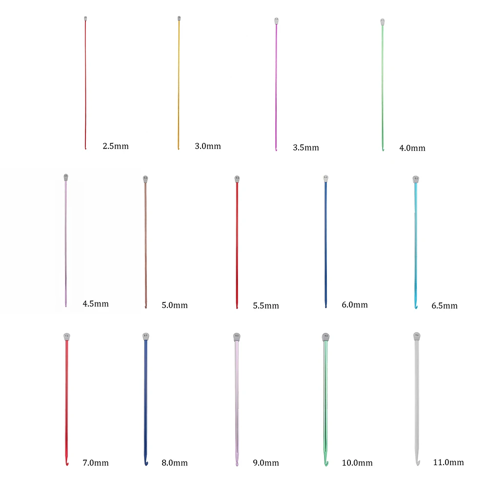1 шт., 2,5 мм-11 мм, Tunisian Afghan крючком Крючки разноцветные, алюминиевые вязальные крючки инструмент для плетения длинный свитер шарф игла