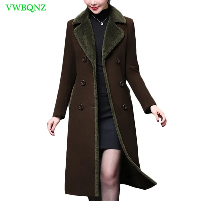 Winter Warm Coat Plus size Women Wool Coat Vintage Long Woolen Coats ...