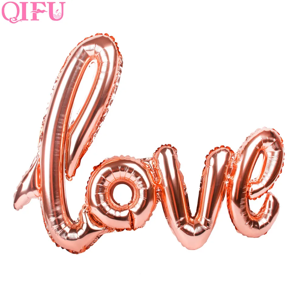 

QIFU LOVE Letter Foil Balloons Anniversary Wedding Valentines Baloon Gifts Happy Birthday Party Decoration Balloons Air Ballon