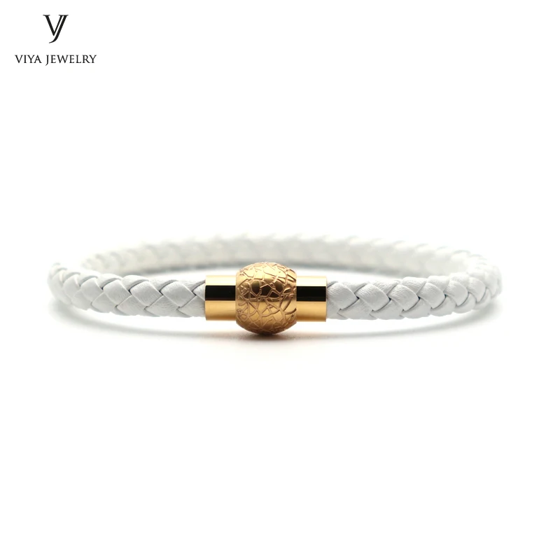 Colorful Braided leather bracelet With Magnet Lock Hardware Magnetic Closure Women Leather Bracelet Best Friendship Gift Has Box(96)