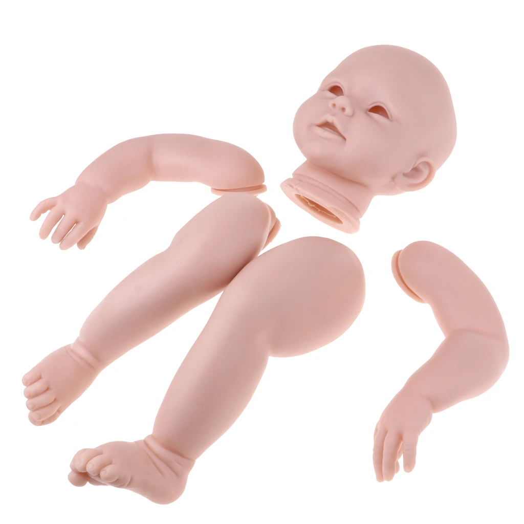 Real Touch Silicone 28' Reborn Kit Awake Baby Doll Blank Head Limb Mold and Cloth Body doll Set children birthday gift