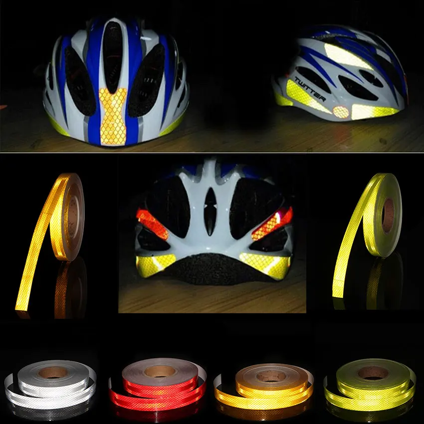 Pegatinas de bicicleta de alta intensidad blanco rojo fluorescente cinta reflectante para casco marco bicicleta calcomanía accesorios bicicleta 25 MM X 5 M