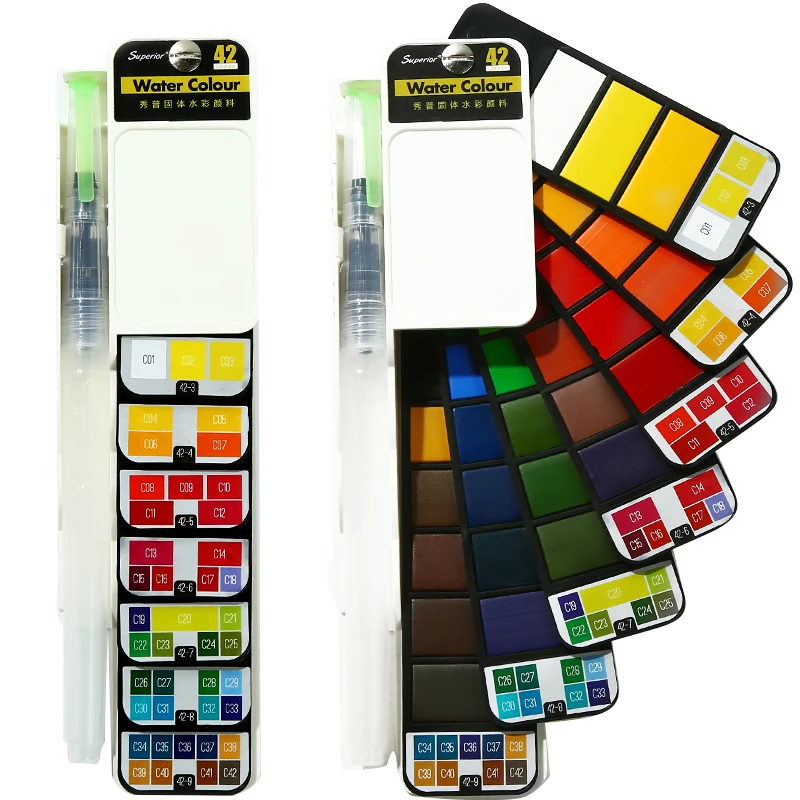 

Advanced Solid Watercolor Paint Set Beginner Pen Child Fan Shape Watercolor Paint Student Painting Tools Art Supplies