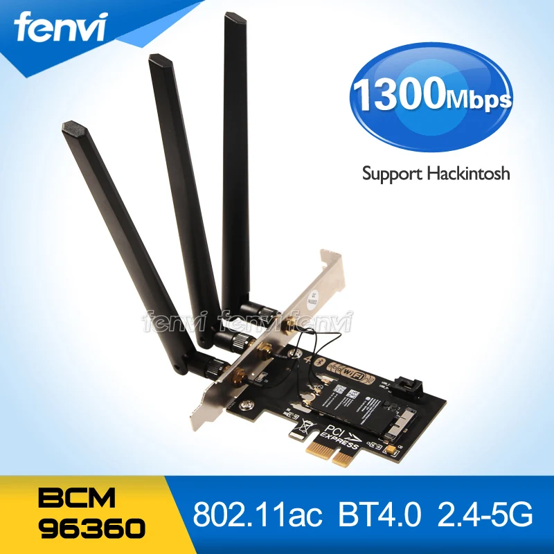 New BCM94360 Dual band 1300Mbps 802.11AC PCI E WiFi Adapter