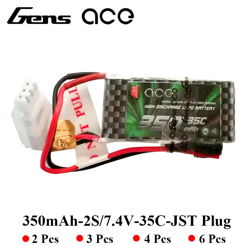 

Gens ace Lipo Battery 7.4V 350mAh Lipo 2S Battery Pack 35C with JST Plug for Horizon Blade 130X Helicopter Drones RC Airplane