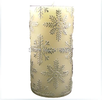 

Snowflake Carved Pillar Candle Molds Mould Soft Silicone Mold for Art Candle Making