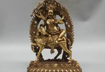 

12'' China Tibet Pelden Lhamo Protector Buddha Ride Horse Bronze Statue