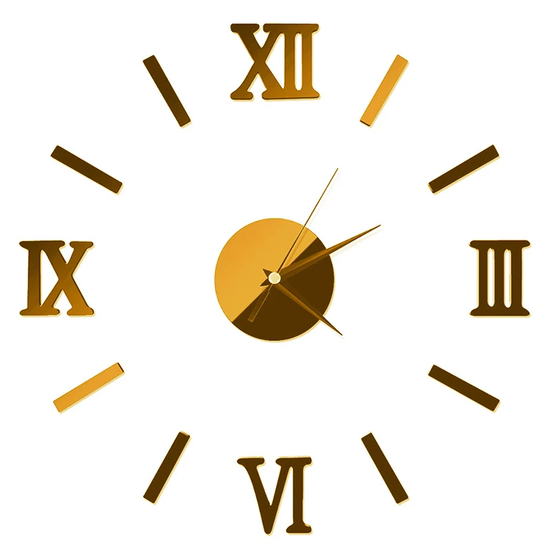 1 шт. новые часы настенные часы Horloge 3d Diy акриловые зеркальные наклейки украшение дома гостиная кварцевые иглы - Цвет: Золотой