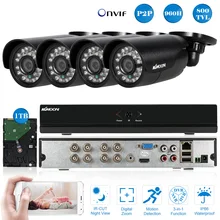 KKmoon 8CH полный 960 H/D1 видеонаблюдения цифровой видеогеристратор обособленный для безопасности Системы 4 шт. 800TVL наружного видеонаблюдения Камера Ночное видение+ 1 ТБ жесткого диска