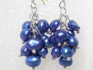 

ry00731 baroque blue pearls dangle earrings 925ss hook