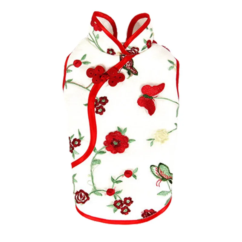 Летняя одежда для собак Cheongsam Одежда для домашних собак одежда с вышивкой для маленьких и средних собак китайский стиль Одежда для домашних животных для собак и кошек