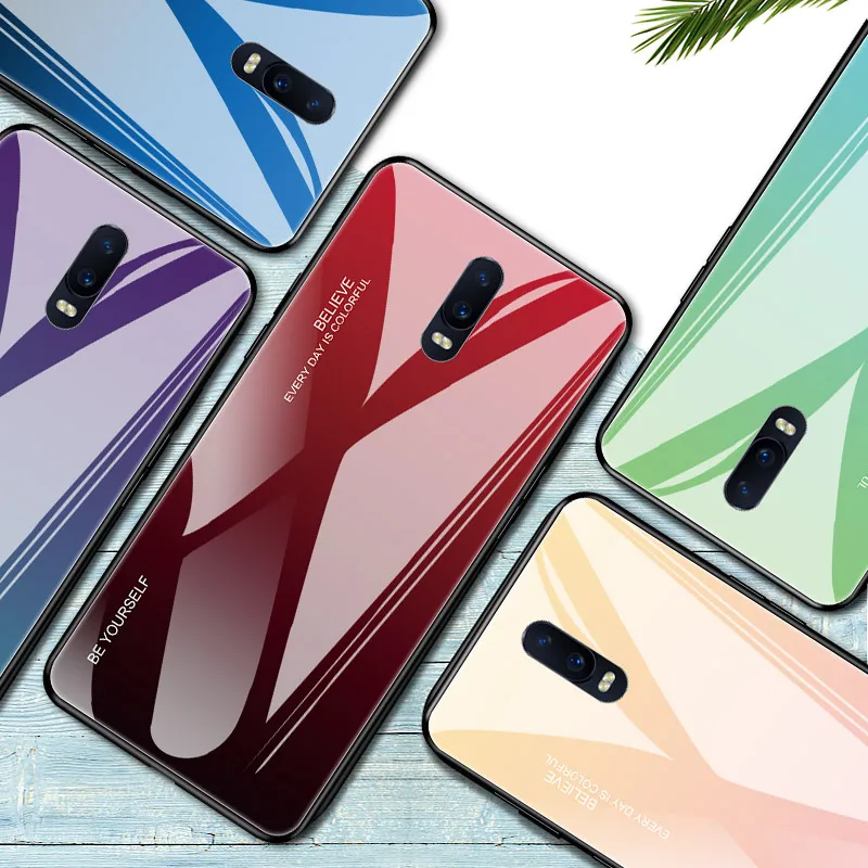 

Gradient Tempered Glass Case For OPPO Find X R19 R17 Pro R15X F11 Pro K1 Aurora Colorful Glass Cover For oppo R17 R19 Case Coque
