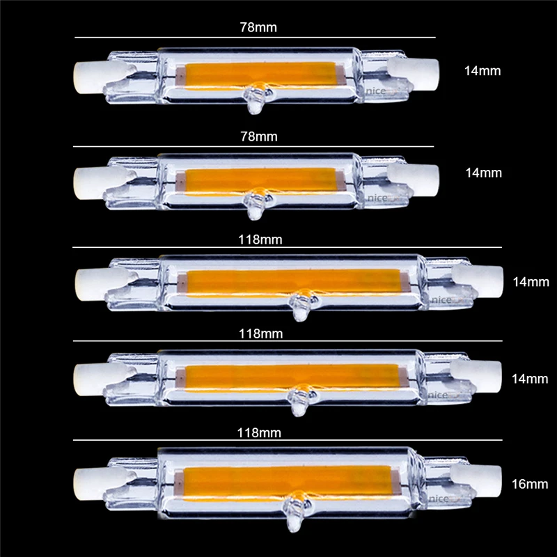 

10X LED R7S Glass Tube 118mm 78mm dimmable Instead of halogen lamp cob 220V 15W 30W 40W 50W Energy saving powerful R7S led bulb